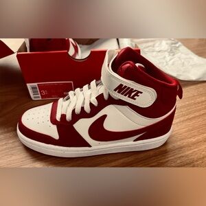 Nike Red and White High-Top Sneakers